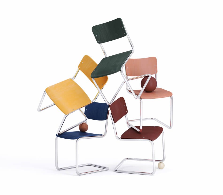 S 43 Kinderstuhl farbig gebeizt