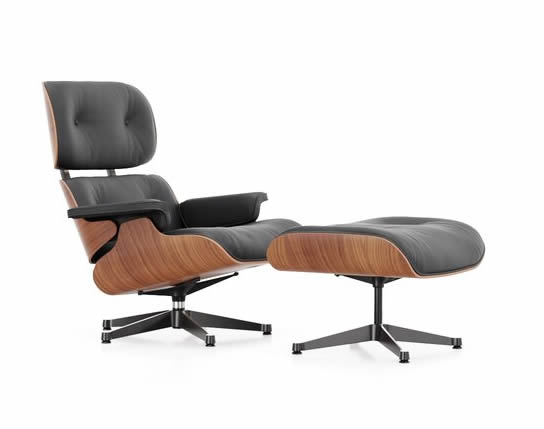 Lounge Chair mit Ottoman Leder Premium F