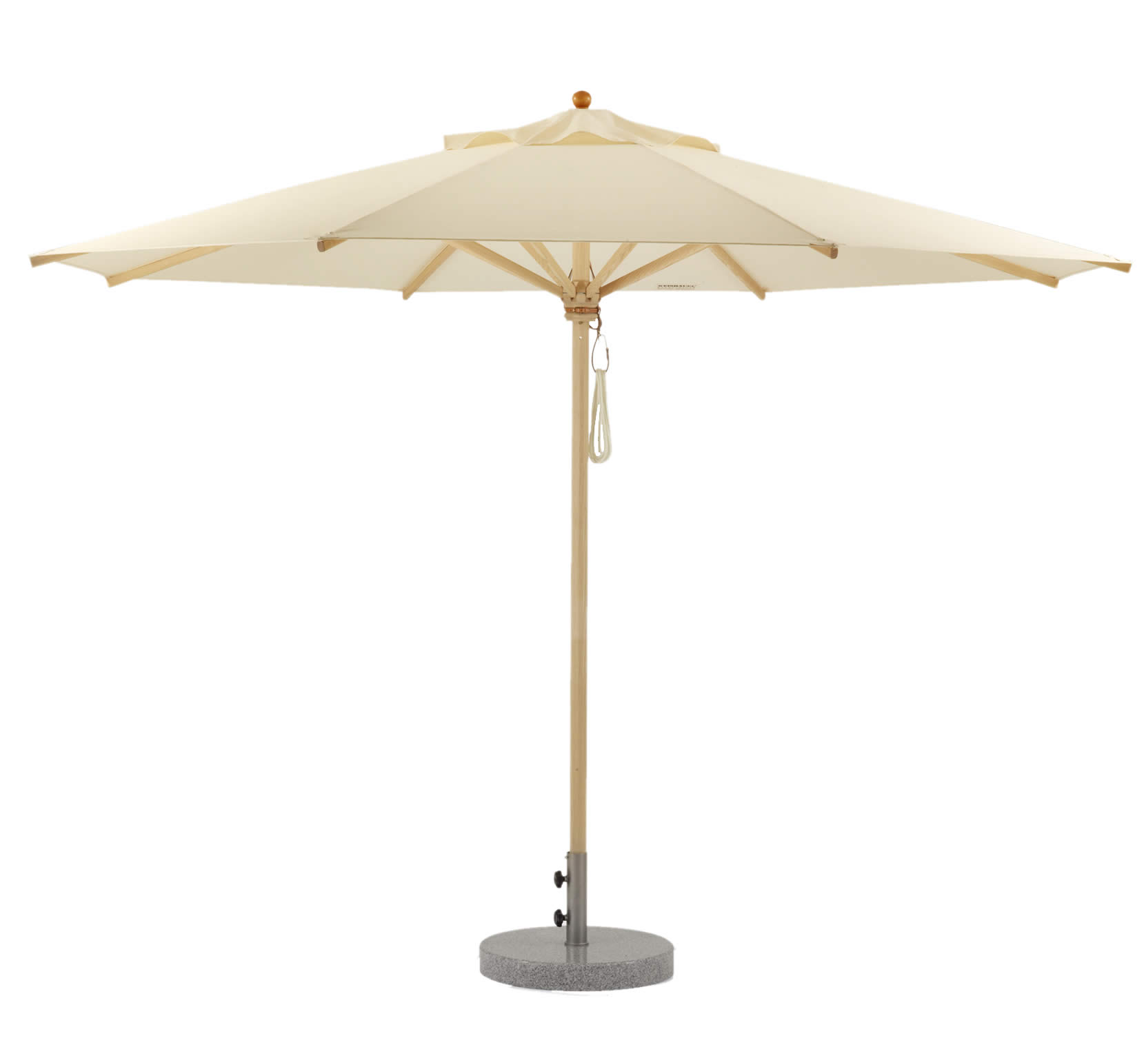 Klassiker Sonnenschirm mit Flaschenzug und Bodenplatte