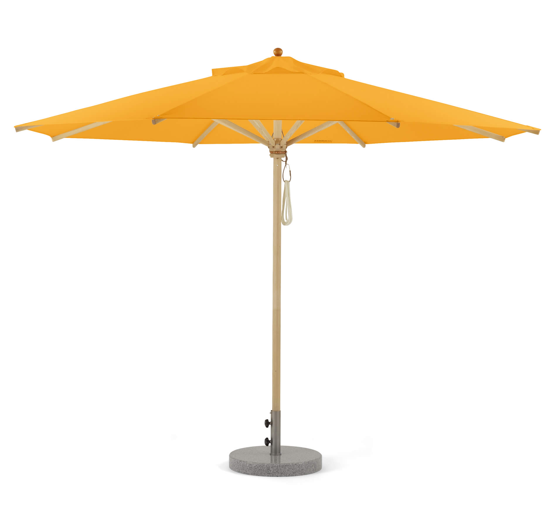 Klassiker Sonnenschirm mit Flaschenzug und Bodenplatte