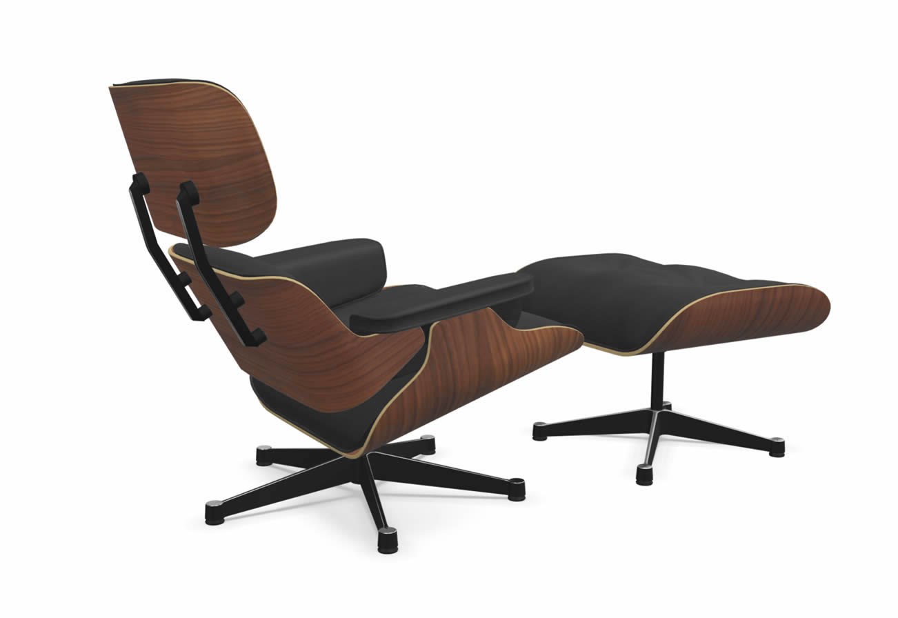 Eames Lounge Chair mit Ottoman Nussbaum Premium Leder