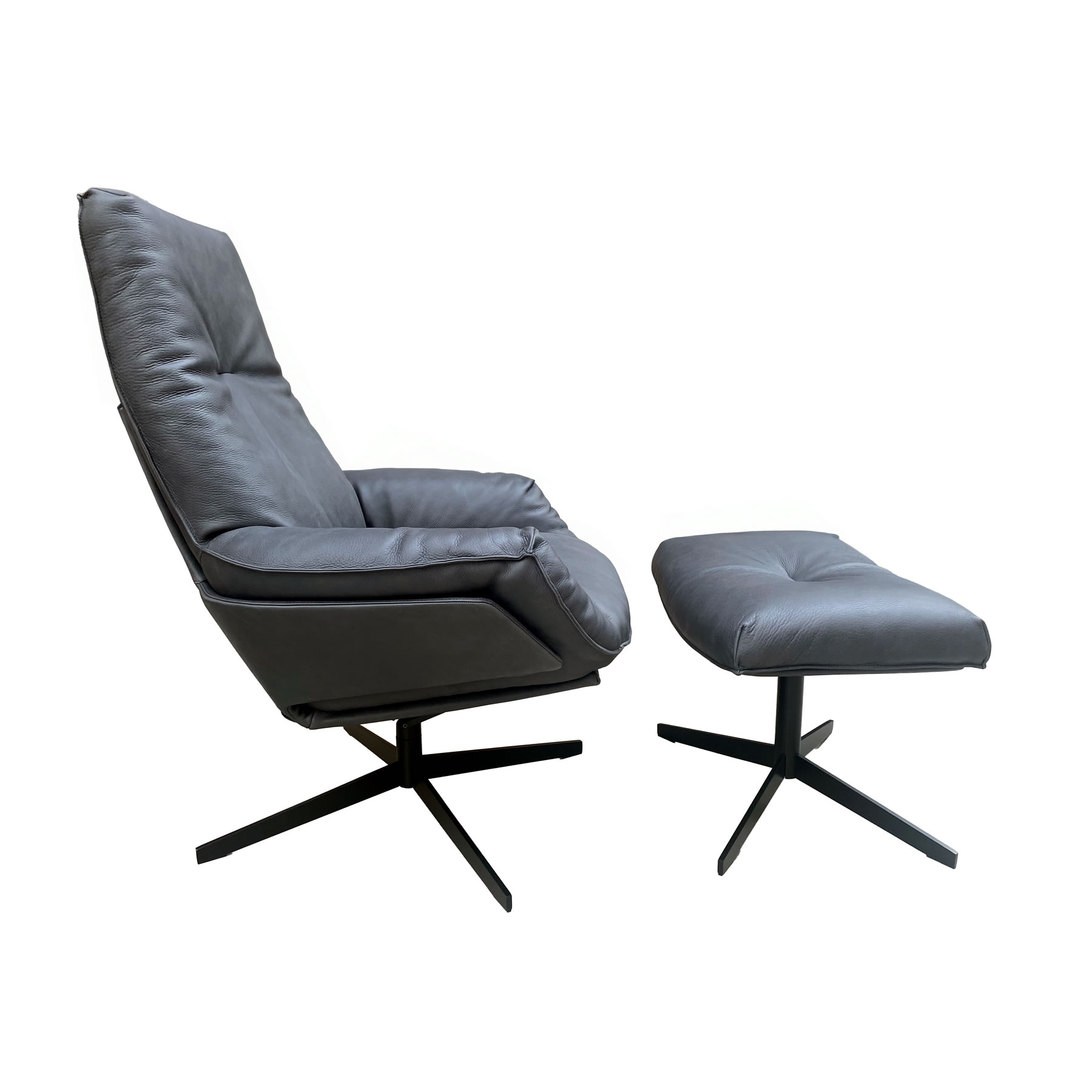 Daron Sessel mit Hocker Nubukleder Java vulcano