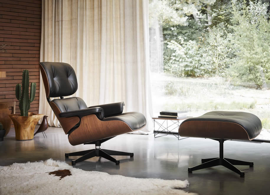 Lounge Chair mit Ottoman Leder Premium F