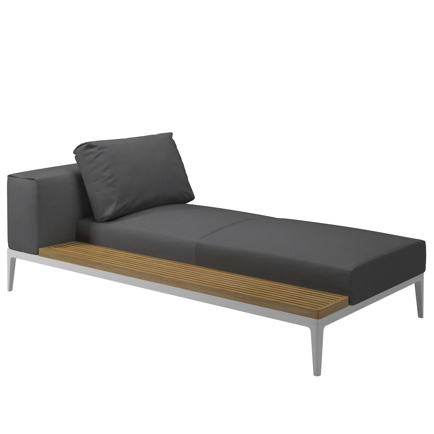 Grid Lounge Chaiselongue links/rechts mit Teakablage