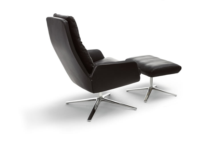 Cordia Sessel mit Hocker Leder schwarz