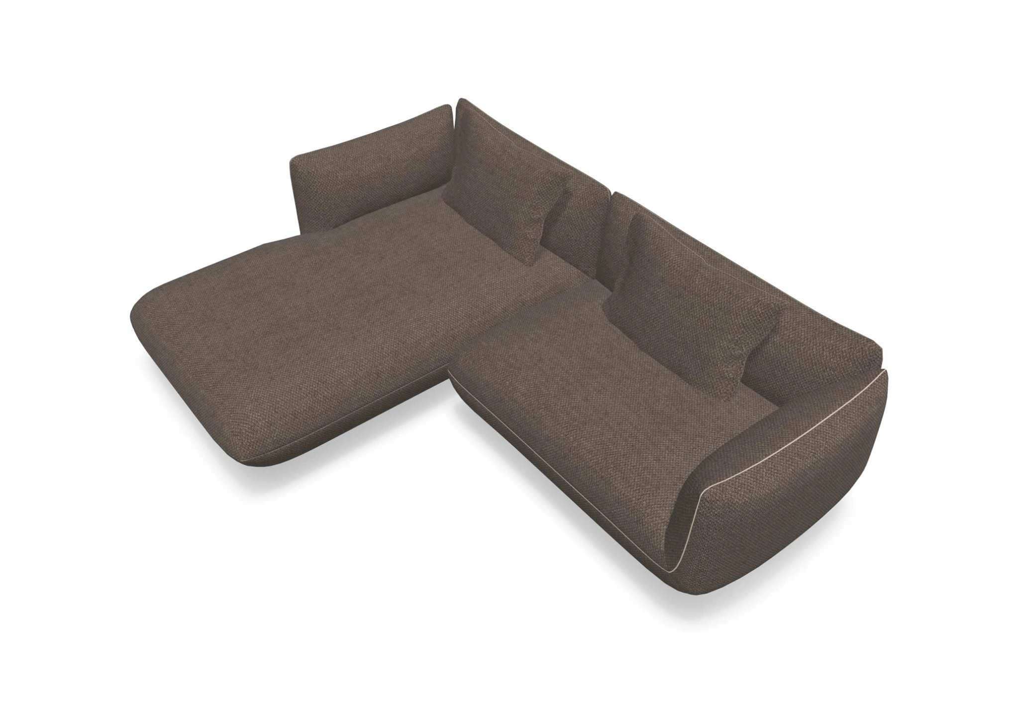 COR JALIS Smart Choice Vorzugskombination in Stoff 9276 Mittelbraun mit Liegenelement links – Ansicht von oben