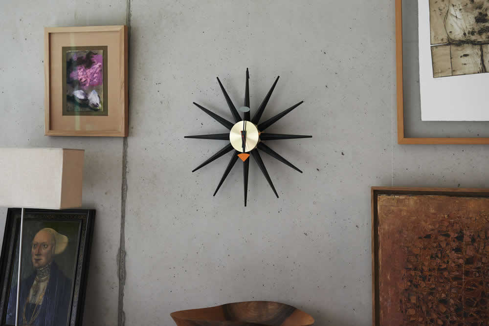 Sunburst Clock Black Collection