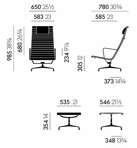 vitra-aluminium-chair-ea-124-ea-125-abmessungen