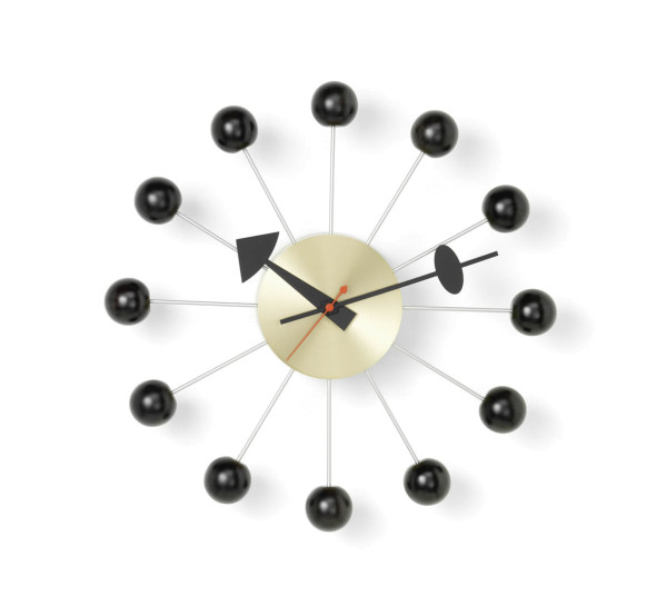 Ball Clock schwarz/Messing