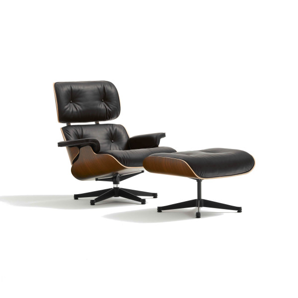 Eames Lounge Chair mit Ottoman Nussbaum Premium Leder