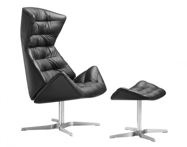 Lounge Sessel 808 "Black" mit Hocker