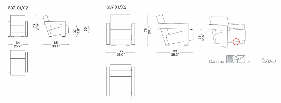 cassina-sessel-utrecht-abmessungen