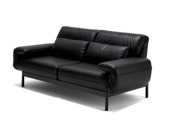 Sofa PLURA mit Liegerücken Leder schwarz