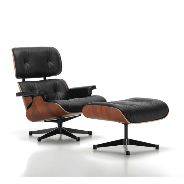 Eames Lounge Chair mit Ottoman Santos Palisander Premium Leder