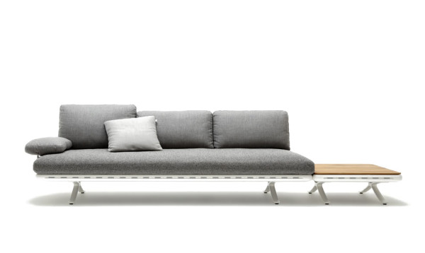 Yoko Sofa Bianco mit Teak-Ablage