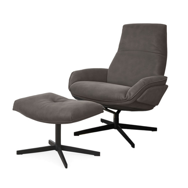 Daron Sessel mit Hocker Nubukleder Java vulcano