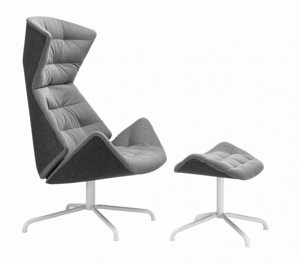 Lounge Sessel 808 "Grey" mit Hocker